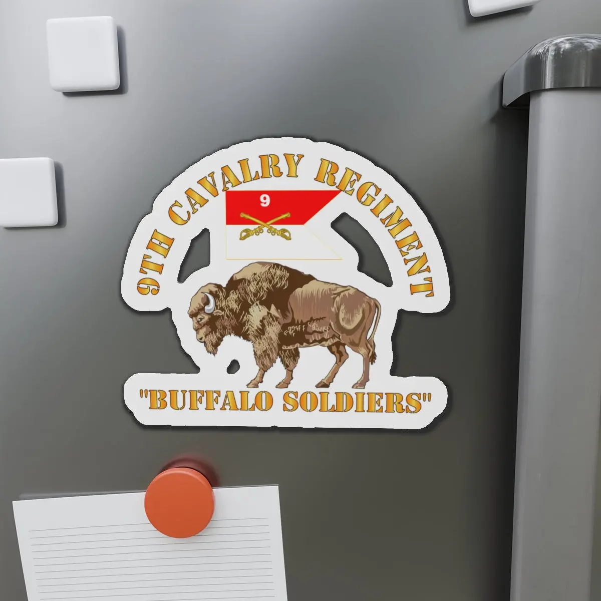 Die-Cut Magnets - 9Th Cavalry Regiment - Buffalo Soldiers W 9Th Cav Guidon 1