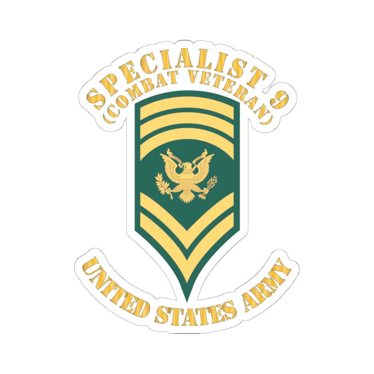 Kiss-Cut Stickers - Army - Enlisted - Spec 9 - Specialist 9  - Std - Retired X 300 1