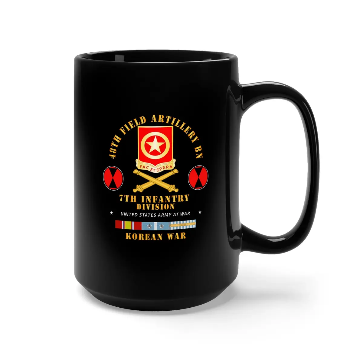 Black Mug 15Oz - Army - 48Th Field Artillery Bn- 7Th Inf Div - Korea Un Svc 2