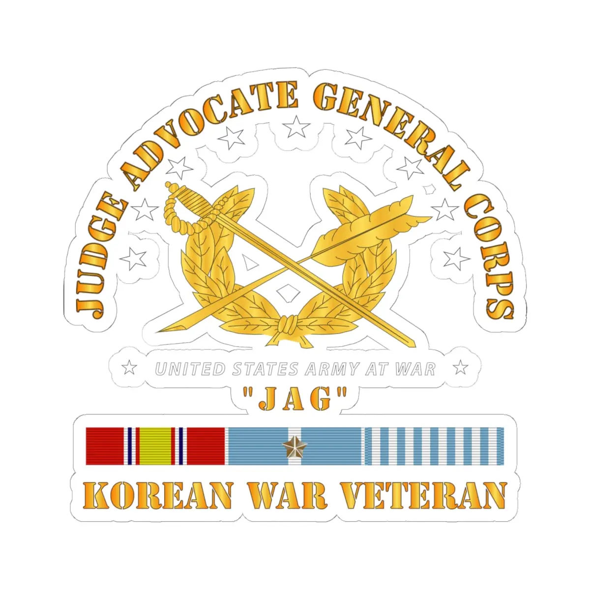 Kiss-Cut Stickers - Army - Jag Branch W Korean Svc 1