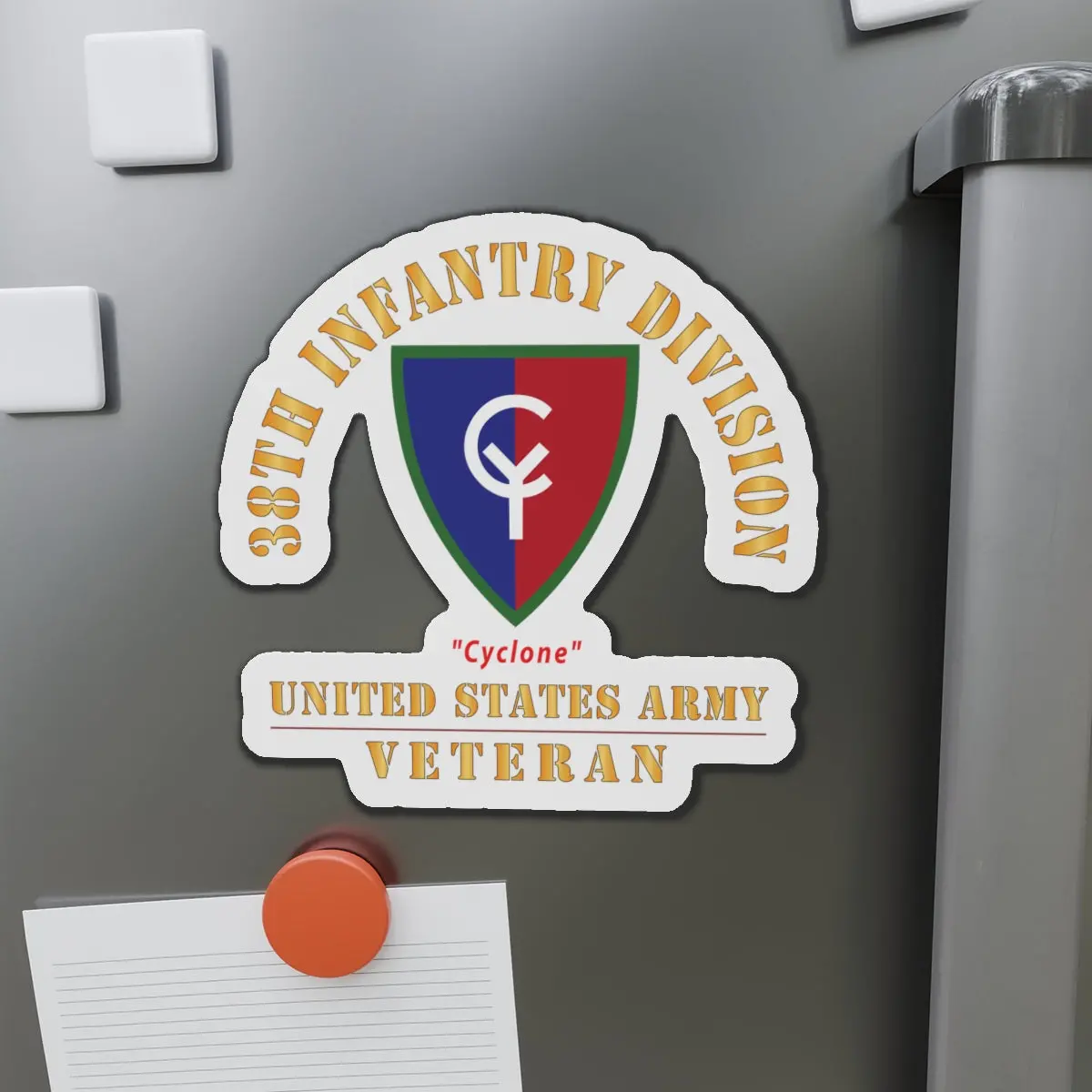 Die-Cut Magnets - Army - Ssi - 38Th Infantry Division - Cyclone - Us Army Veteran X 300 1