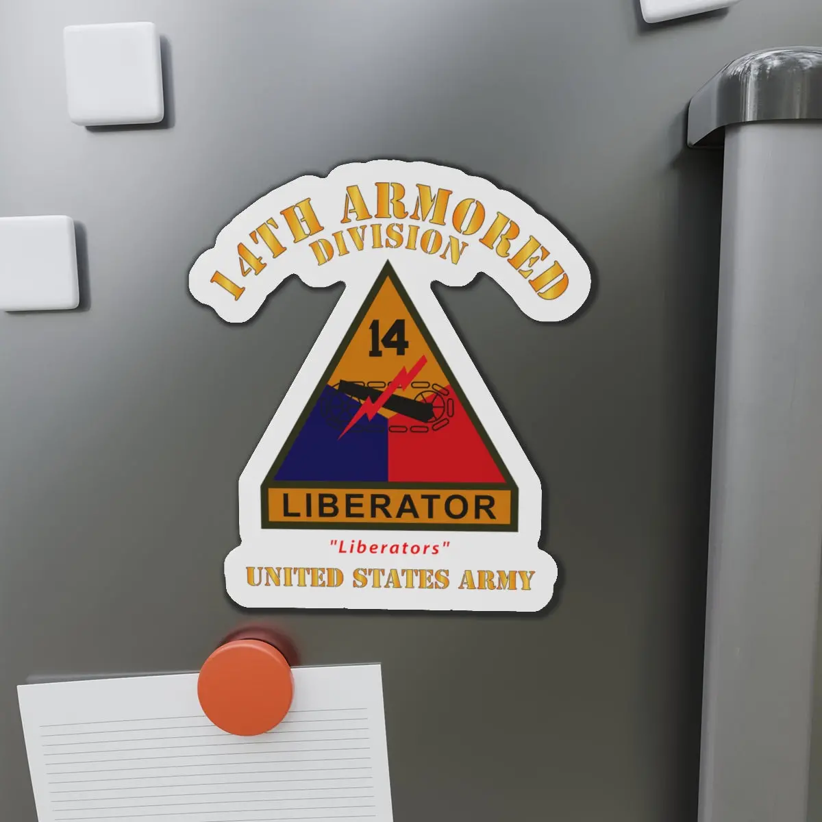 Die-Cut Magnets - Army - Ssi - 14Th Armored Division W Name Tape - Liberators - Us Army X 300 1