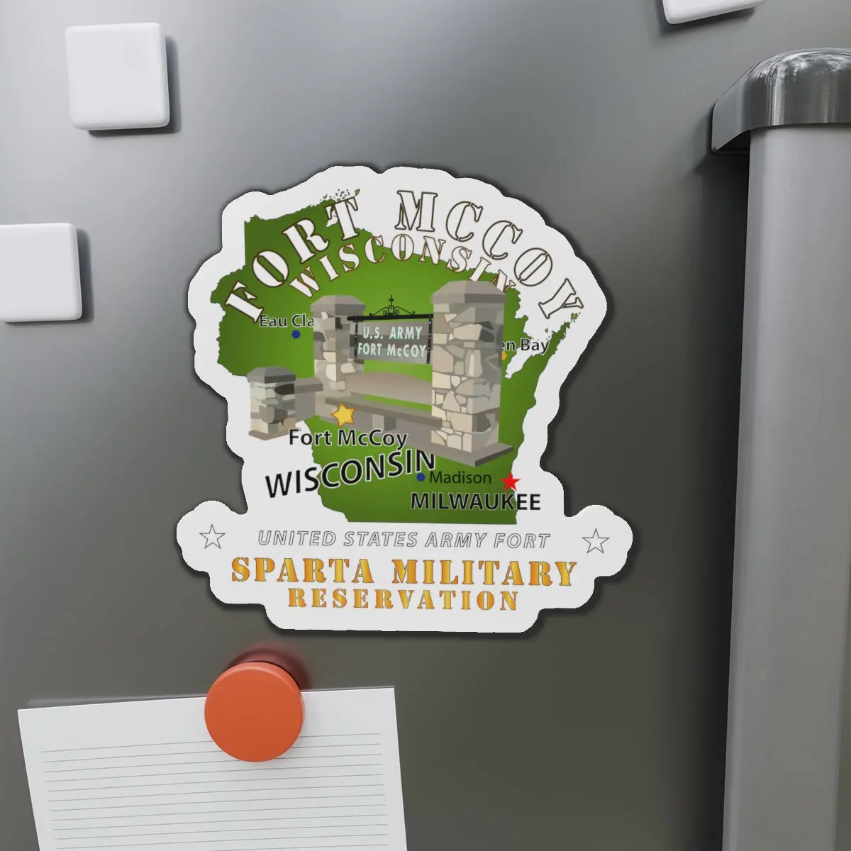 Die-Cut Magnets - Army - Ft Mccoy Wi - Sparta Military Resv - White 1