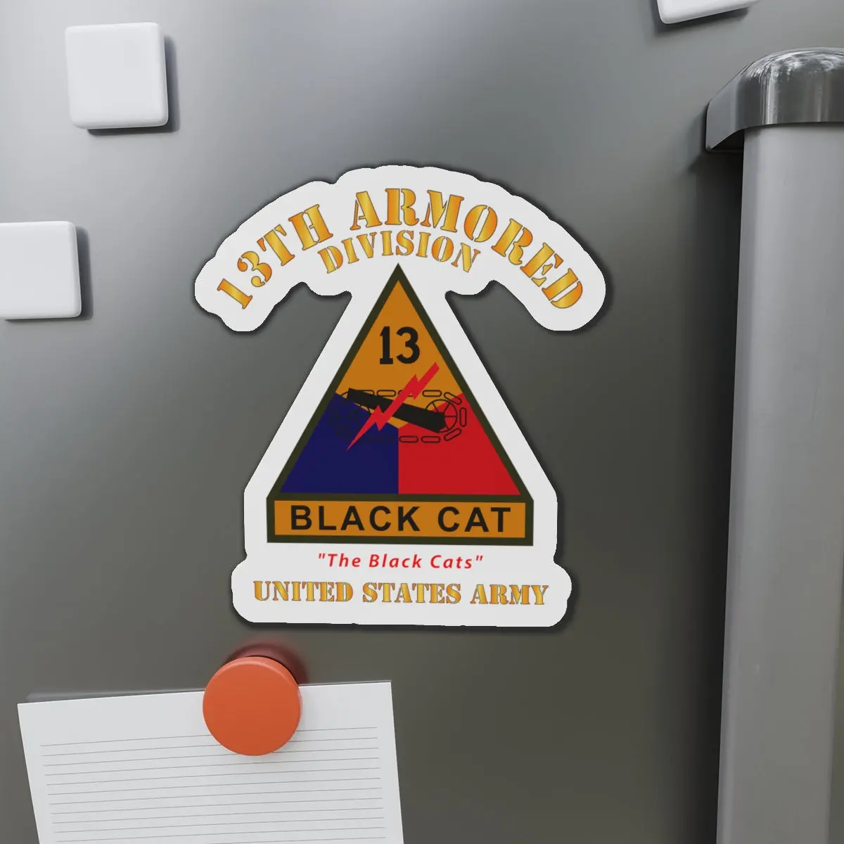 Die-Cut Magnets - Army - Ssi - 13Th Armored Division W Name Tape - The Black Cats - Us Army X 300 1
