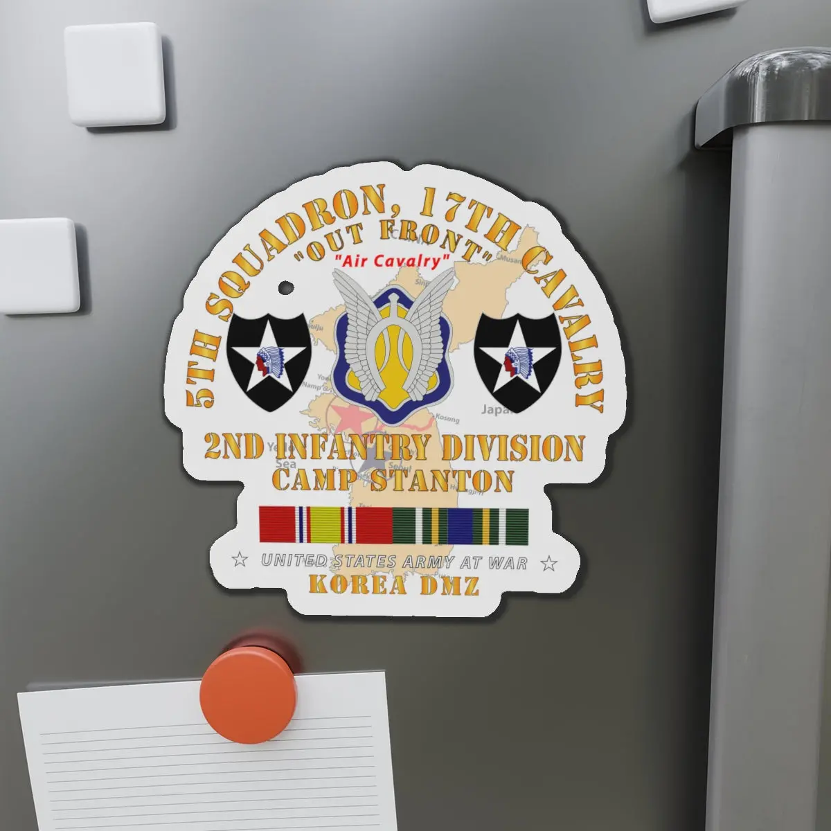 Die-Cut Magnets - Army - 5Th Squadron, 17Th Cavalry - Camp Stanton - 2Nd Id W Map W Korea Svc 1