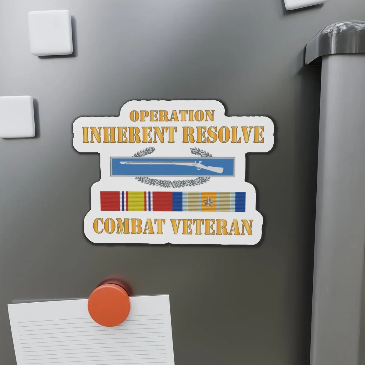 Die-Cut Magnets - Army -  Opn Inherent Resolve (Oir) Svc Bar  W Cib - Combat Veteran X 300 1
