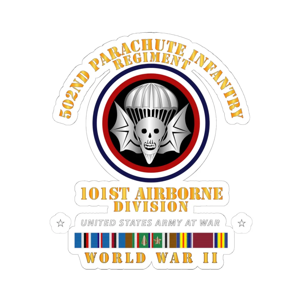 Kiss-Cut Stickers - Army  - 502Nd Pir 101St Airborne Div - Wwii W Eur Svc 1