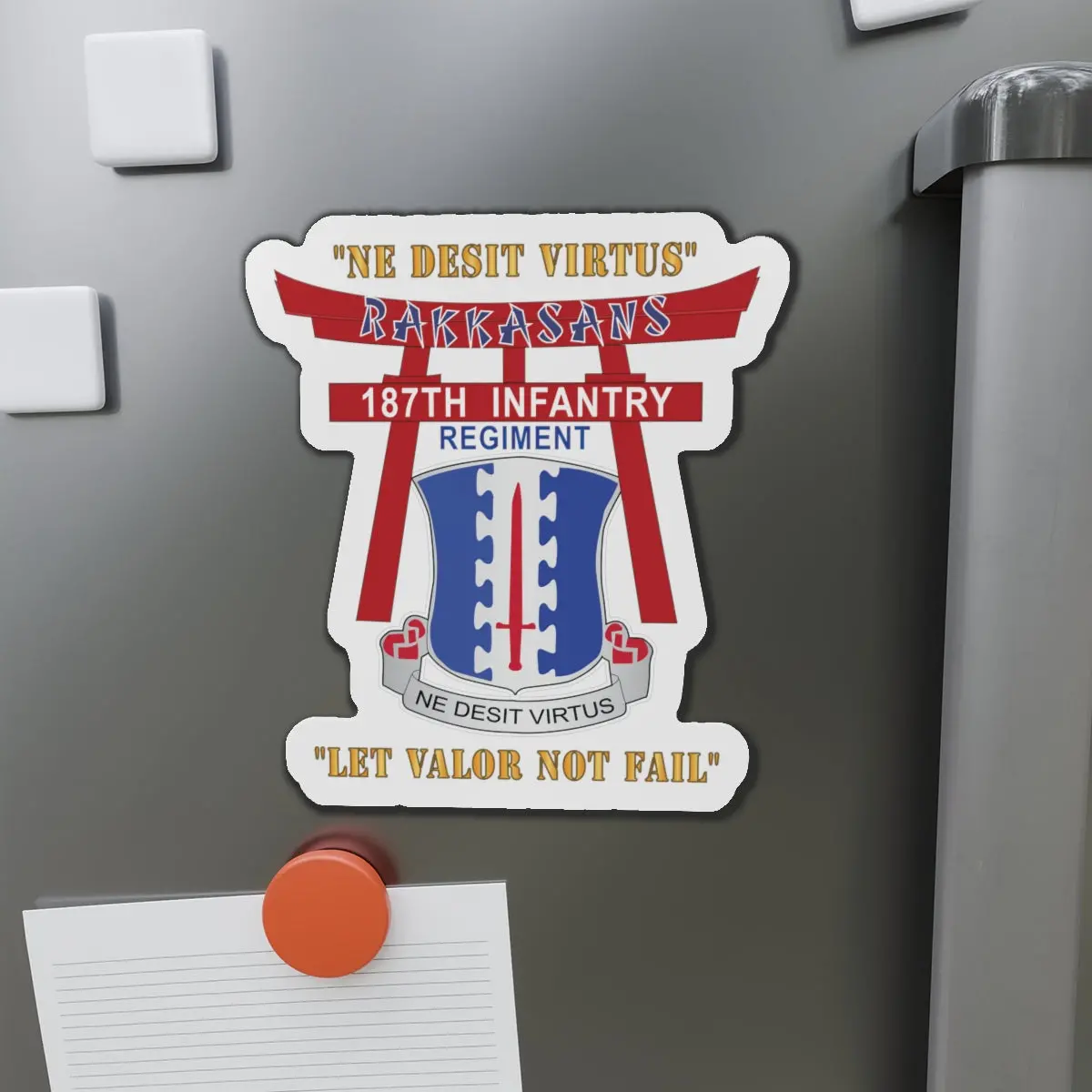 Die-Cut Magnets - Army - 187Th Infantry Regiment - Torii, Rakkasans, Let Valor Not Fail, English, Latin X 300 2