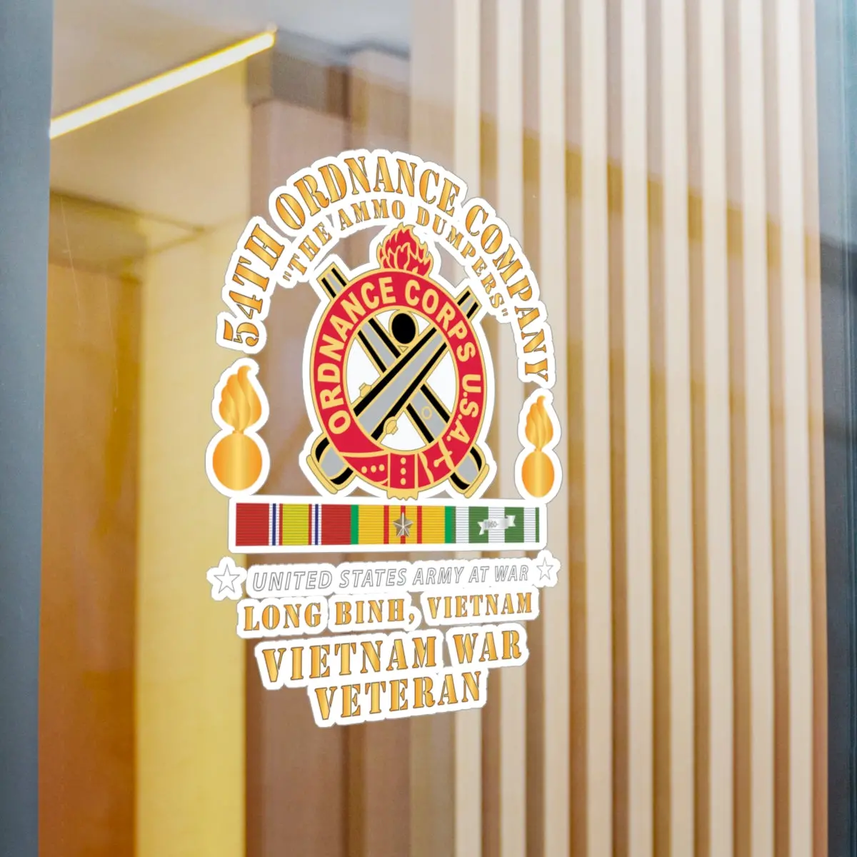 Kiss-Cut Vinyl Decals - 54Th Ordnance Company - Ord Emblem - Ammo Dumpers - Long Binh, Vietnam Vet W Vn Svc X 300 1