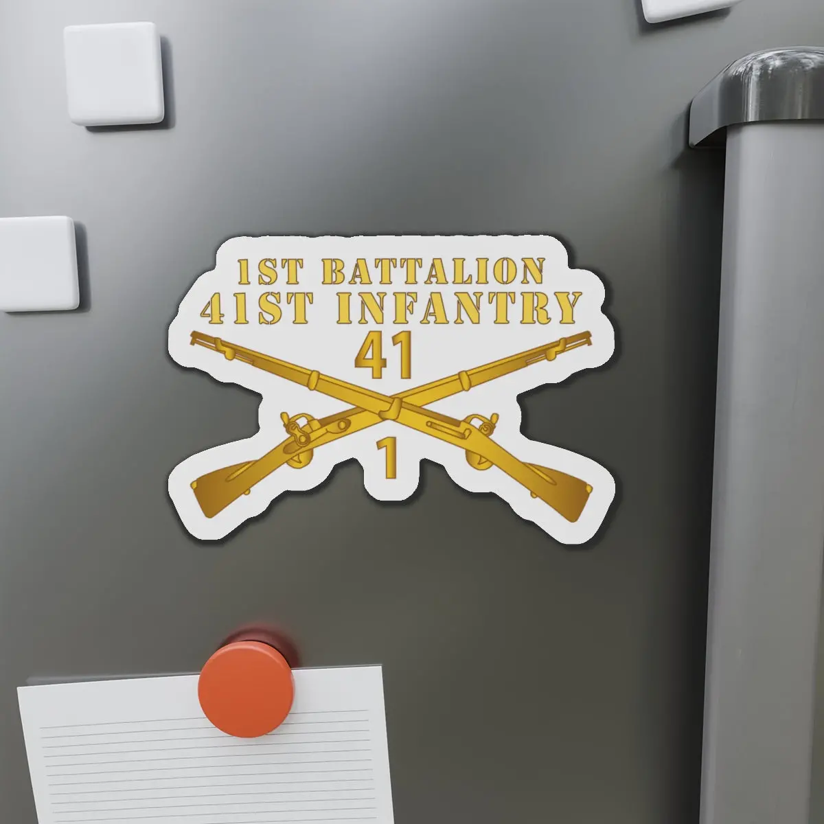 Die-Cut Magnets - Army - 1St Bn 41St  Infantry X 300 - Hat 1