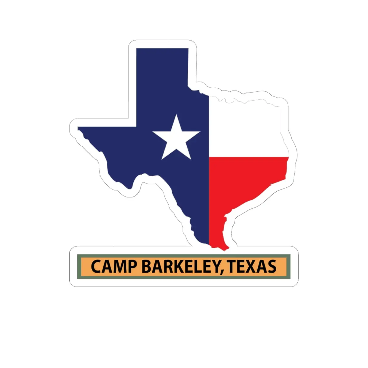 Kiss-Cut Stickers - Texas Map Overprint With Texas State Flag - Camp Barkeley,Texas X 300 1