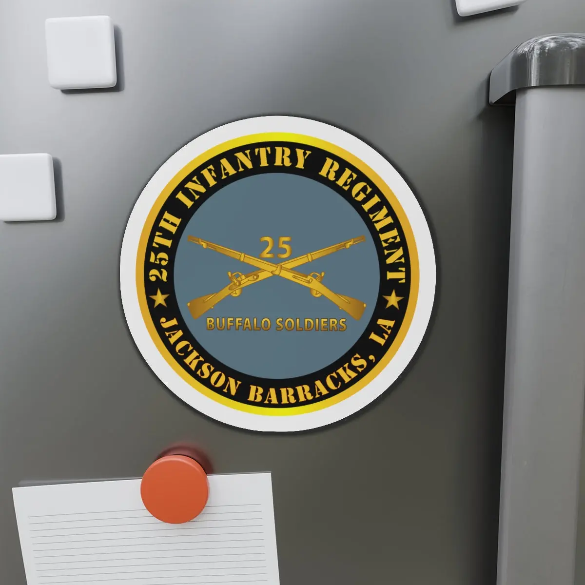 Die-Cut Magnets - 25Th Infantry Regiment - Jefferson Barracks, Mo - Buffalo Soldiers W Inf Branc 1