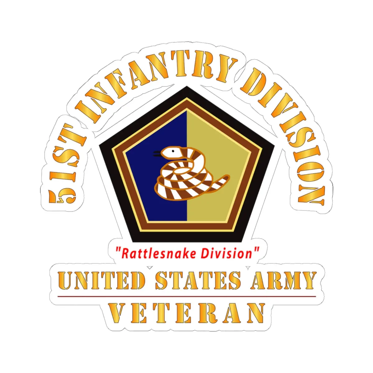 Kiss-Cut Stickers - Army - Ssi - 51St Infantry Division - Rattlesnake Division - Us Army Veteran X 300 1