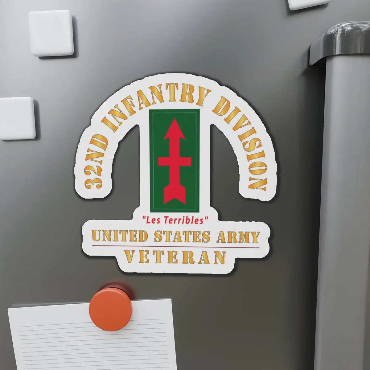 Die-Cut Magnets - Army - Ssi - 32Nd Infantry Division - Les Terribles - Us Army Veteran X 300 1