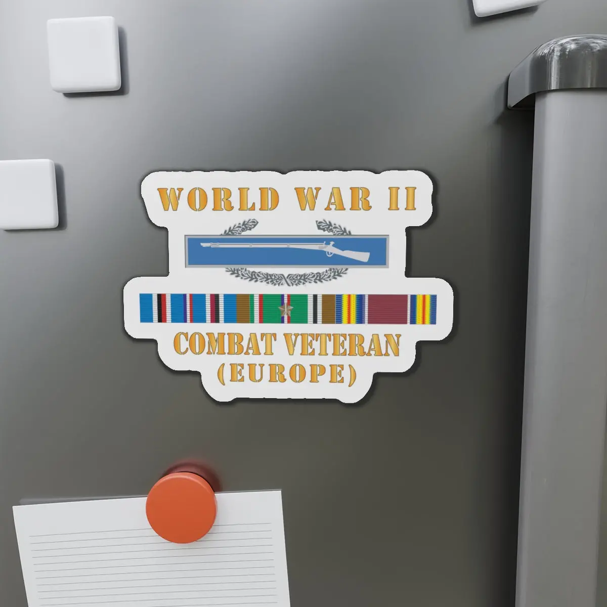 Die-Cut Magnets - Army -  World War Ii Svc Bar  W Cib - Combat Veteran - Europe X 300 1