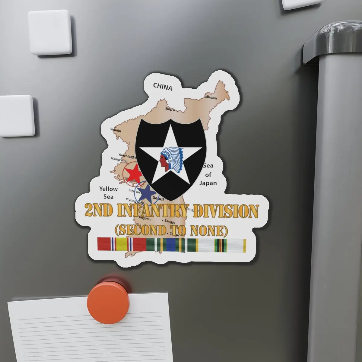 Die-Cut Magnets -Ssi- Army - Korea Map - 2Nd Infantry Div - Second To None W Svc X 300 1