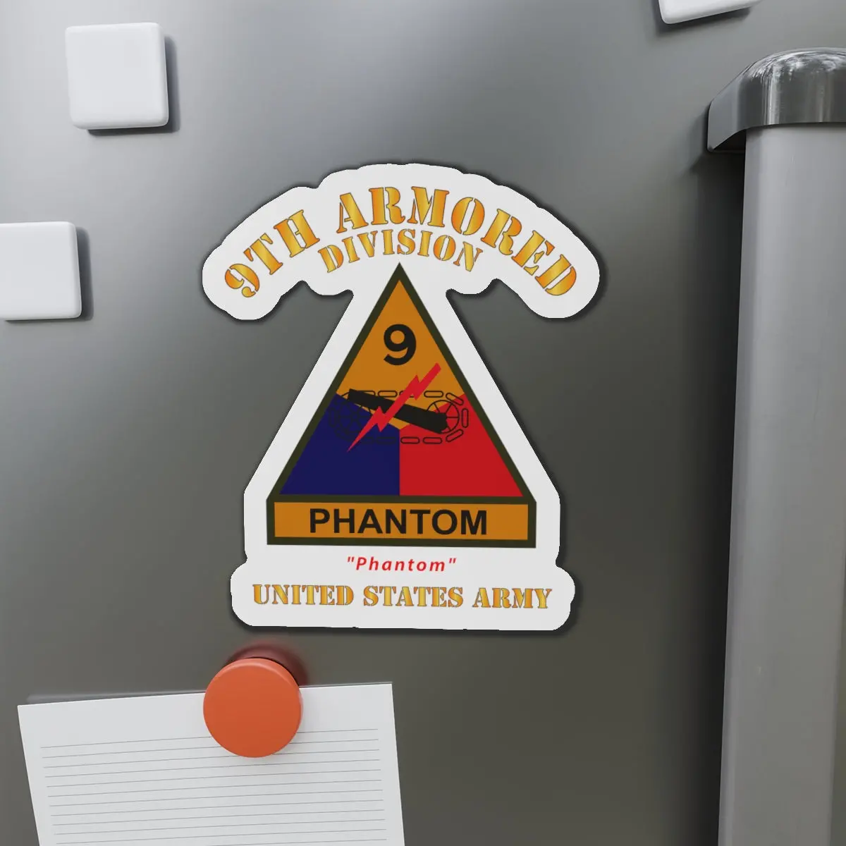 Die-Cut Magnets - Army - Ssi - 9Th Armored Division W Name Tape - Phantom - Us Army X 300 1