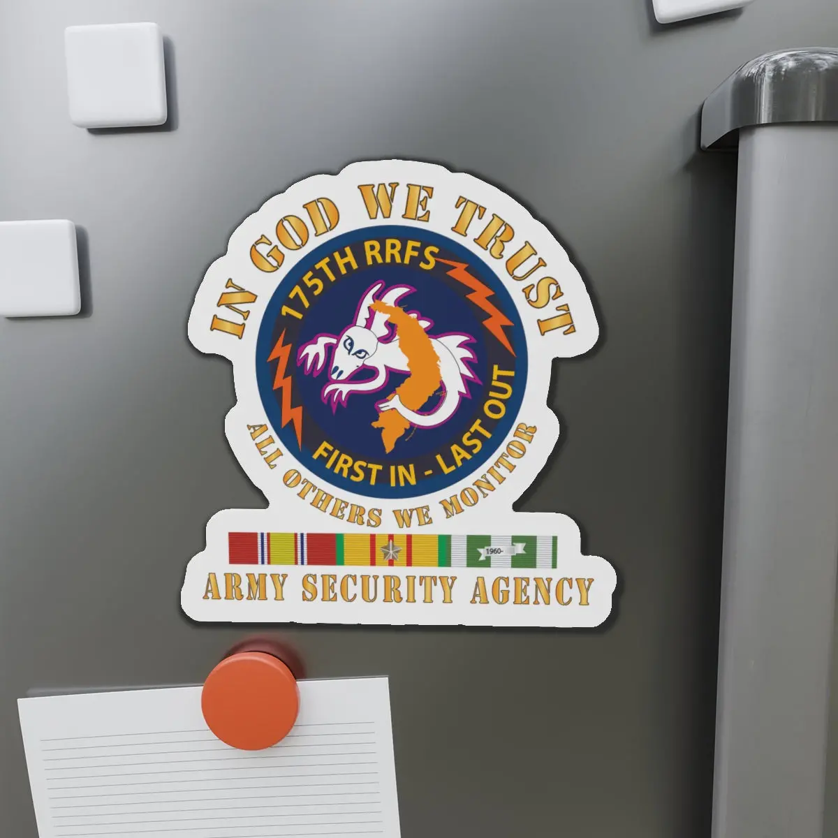 Die-Cut Magnets - Army - 176Th Rrfs - First In Last Out - Ssi - In God We Trust - Asa W Vn Svc X 300 1