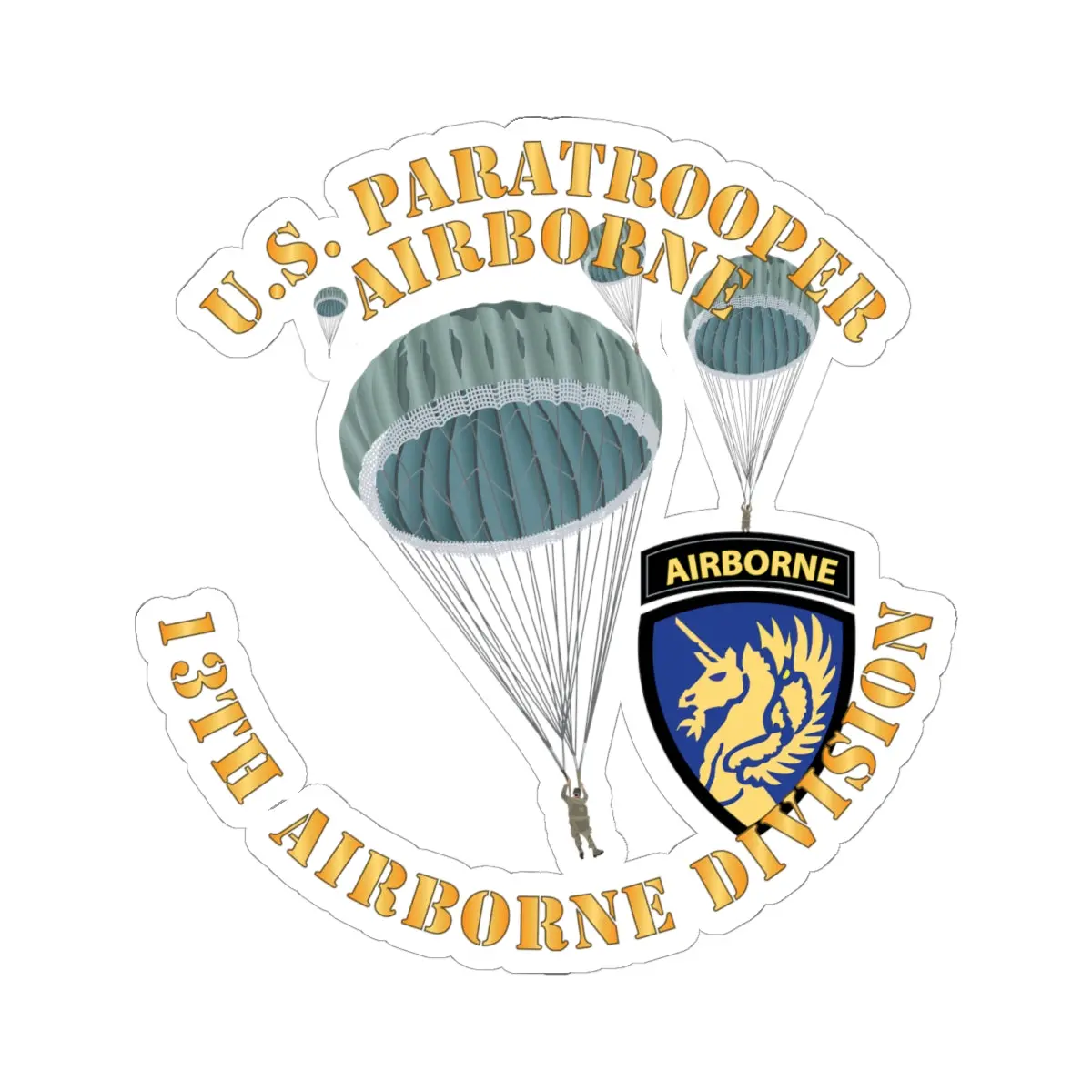 Kiss-Cut Stickers - Army - Us Paratrooper - 13Th Airborne Division X 300 1