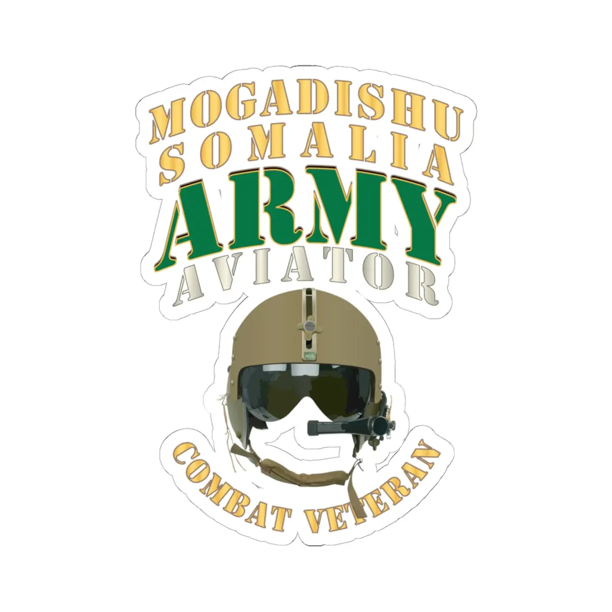 Kiss-Cut Stickers - Army -  Aviator - Mogadishu, Somalia- Combat Vet X 300 1