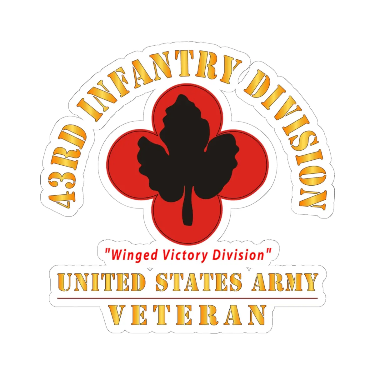 Kiss-Cut Stickers - Army - Ssi - 43Rd Infantry Division - Winged Victory Division - Us Army Veteran X 300 1