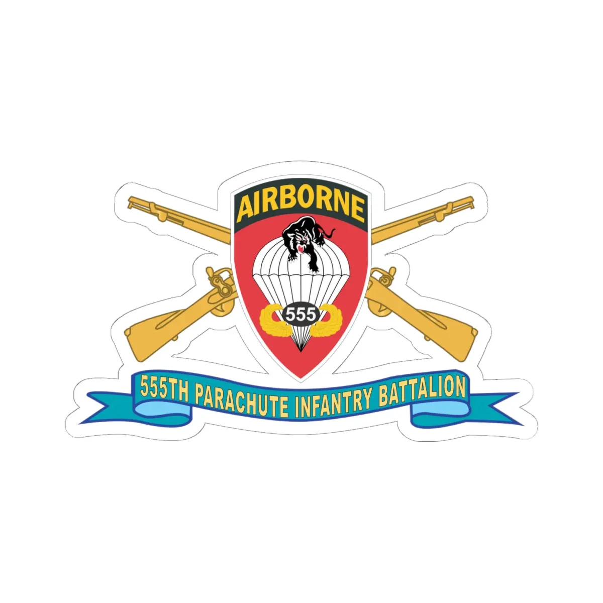 Kiss-Cut Stickers - Army - 555Th Parachute Infantry Battalion - Ssi W Br - Ribbon X 300 1