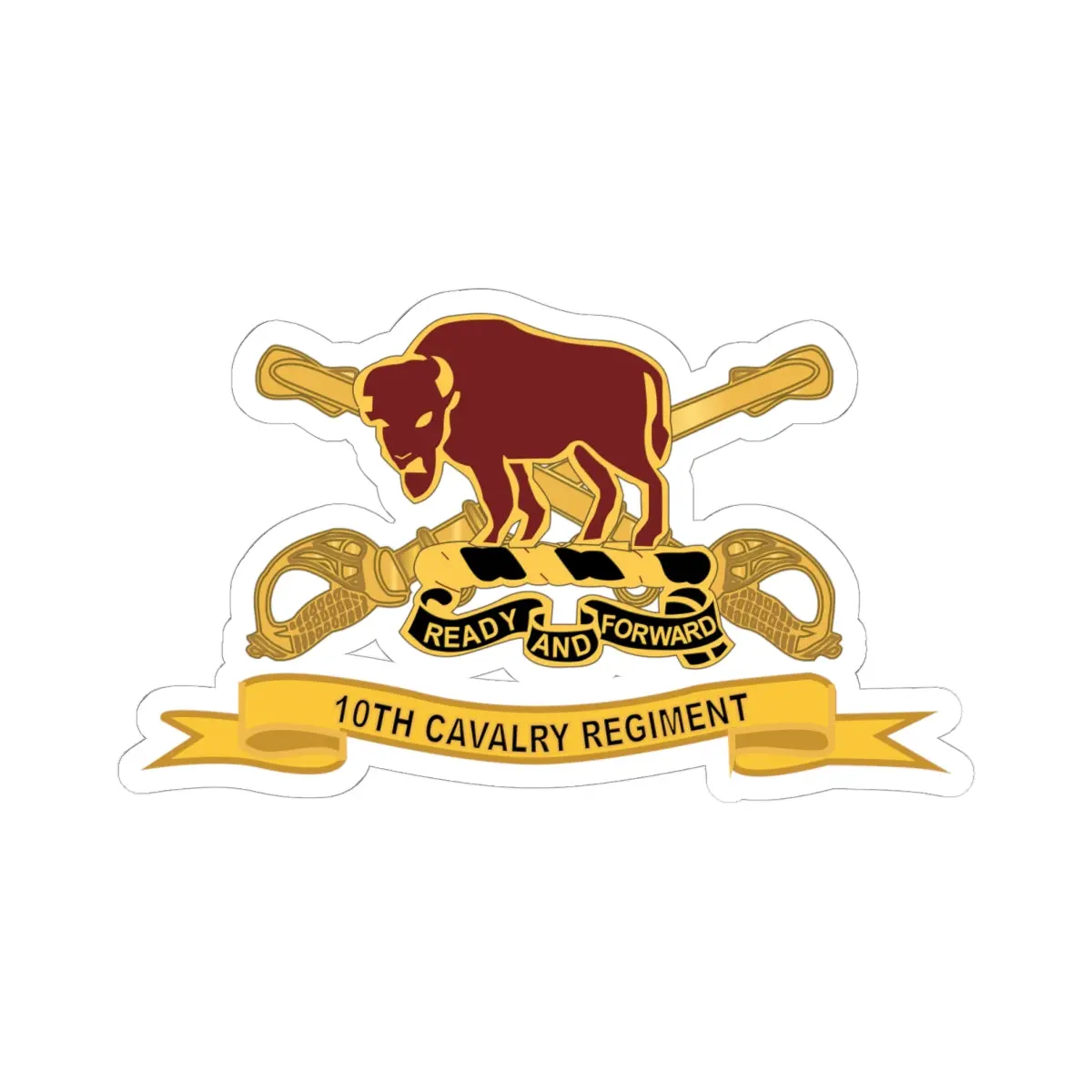 Kiss-Cut Stickers - Army - 10Th Cavalry Regiment W Br - Ribbon 1