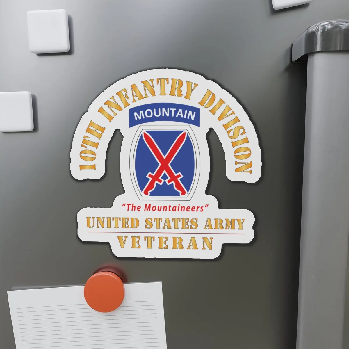 Die-Cut Magnets - Army - Dui - 10Th Infantry Division - The Mountaineers - Us Army Veteran X 300 1