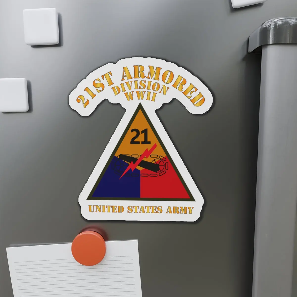 Die-Cut Magnets - Army - Ssi - 21St Armored Division - Wwii - Us Army X 300 1