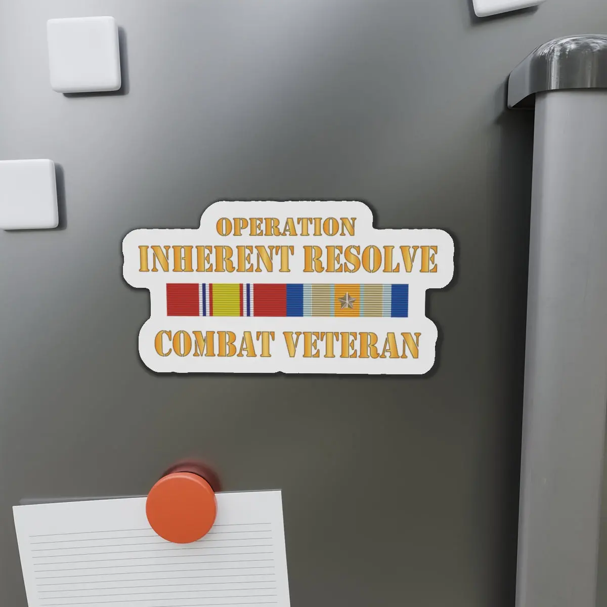 Die-Cut Magnets - Army - Combat Veteran W Opn Inherent Resolve (Oir) Svc Bar  W Txt X 300 1