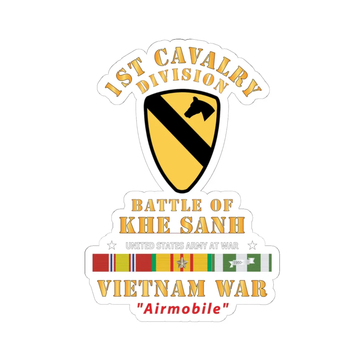 Kiss-Cut Stickers - Army - 1St Cavalry Division - Ssi - Battle Of Khe Sanh - Vietnam War - Airmobile W Vn 1