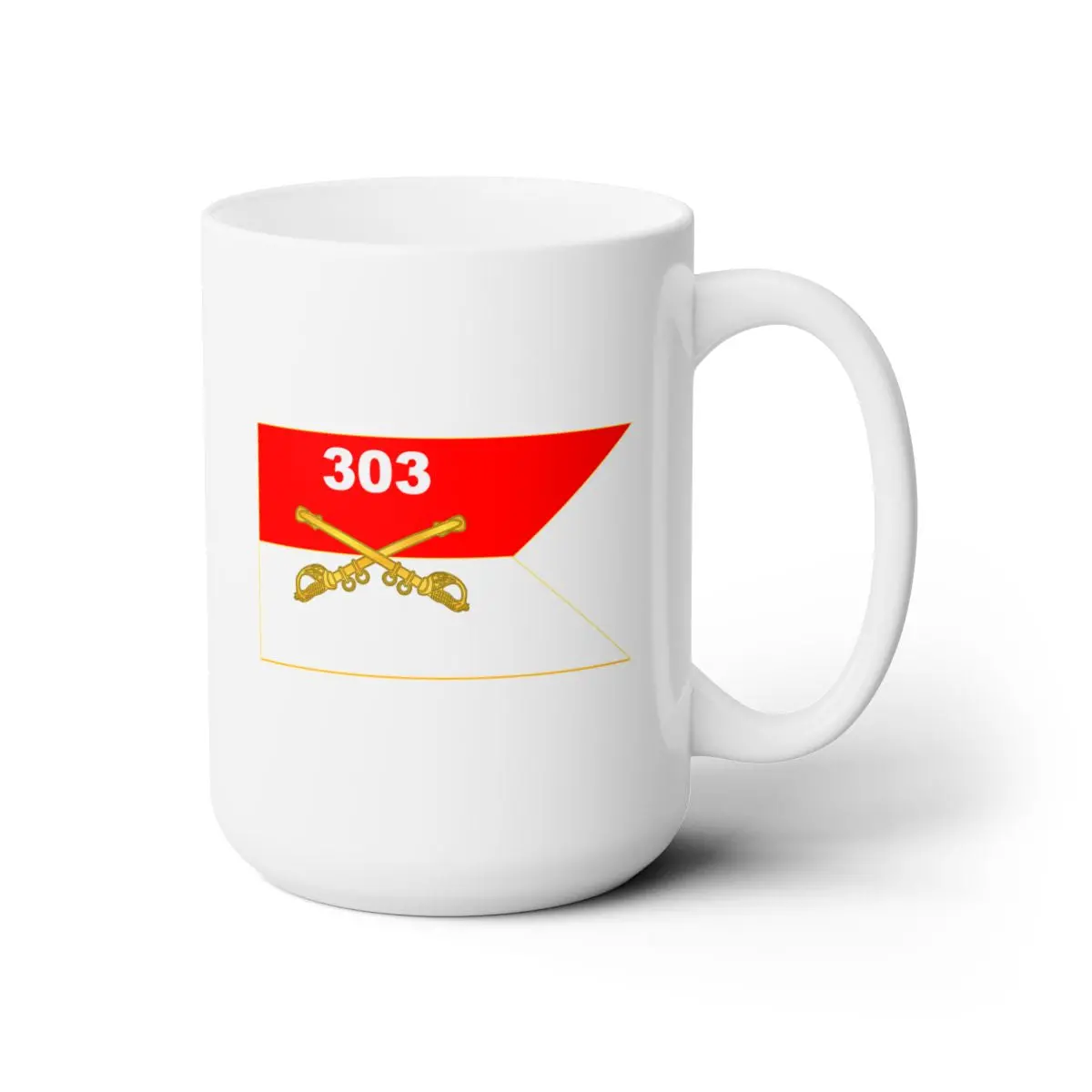 White Ceramic Mug 15Oz - Army - 303Rd Armored Cavalry Regiment - Guidon 2