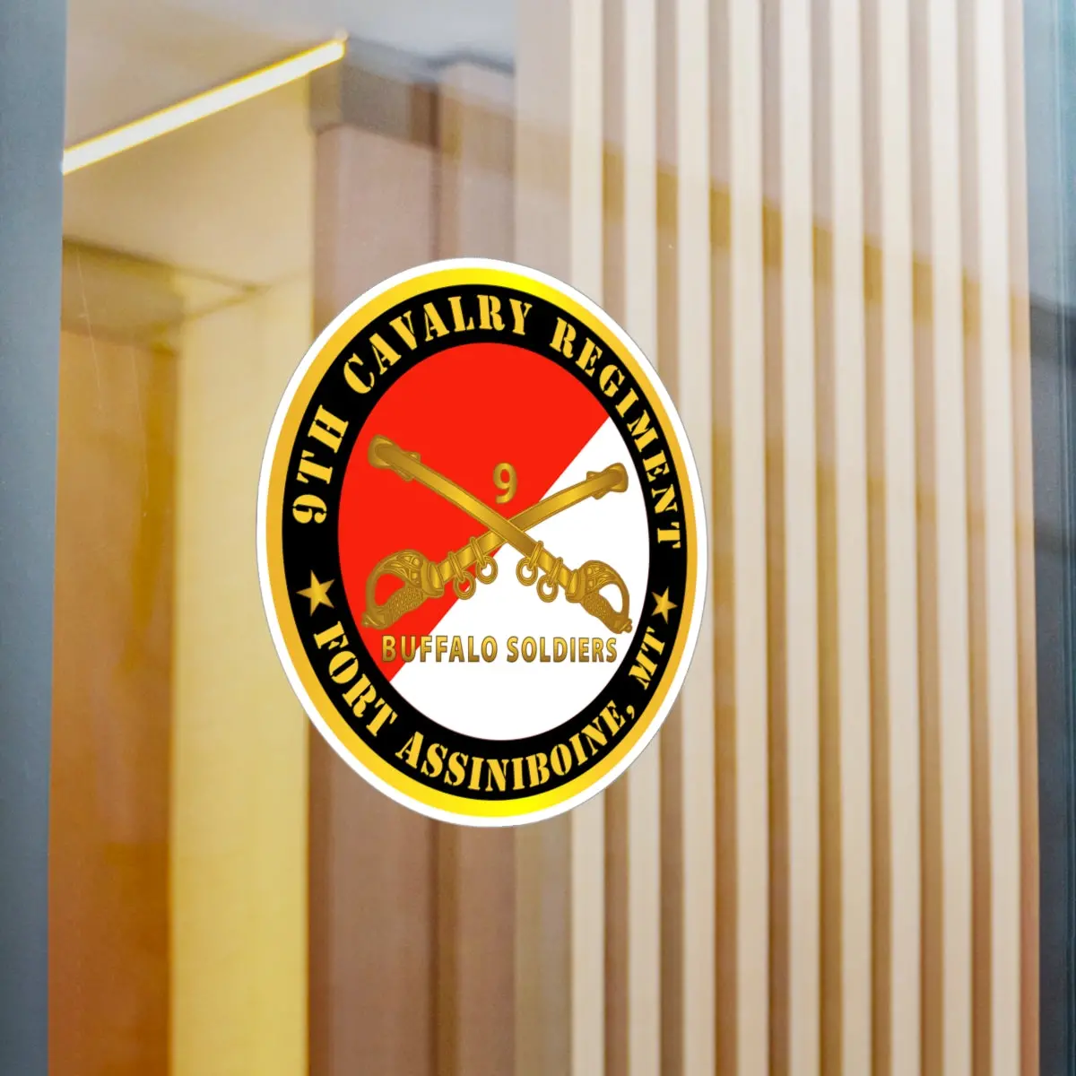 Kiss-Cut Vinyl Decals - Army - 9Th Cavalry Regiment - Fort Assiniboine, Mt - Buffalo Soldiers W Cav Branch 2
