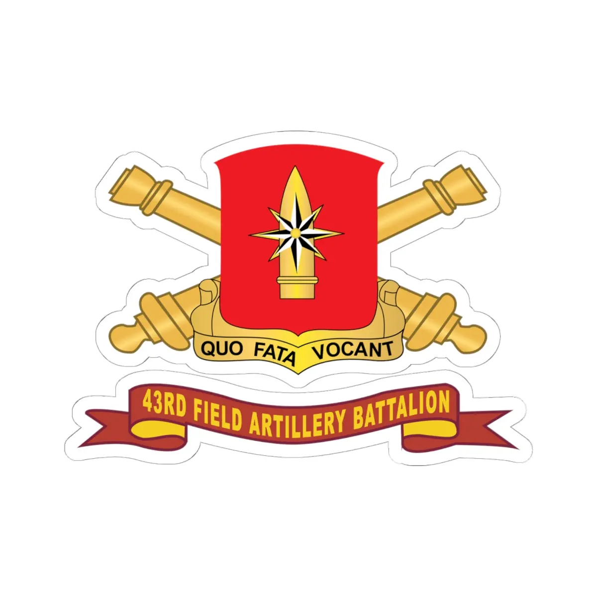 Kiss-Cut Stickers - 43Rd Field Artillery Battalion - Red W Br - Ribbon 1