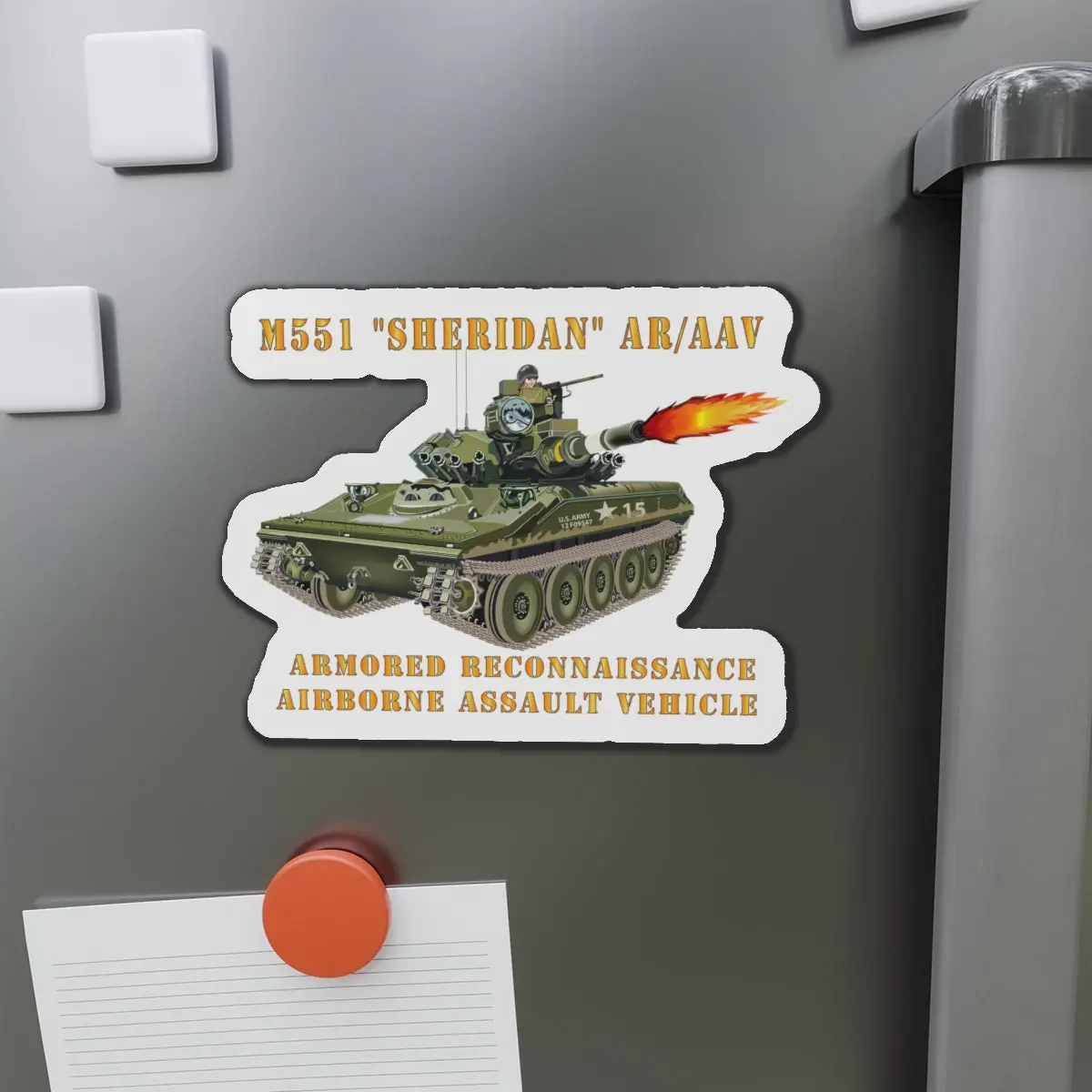 Die-Cut Magnets - Army - M551 Sheridan - Firing - Ar-Aav 1
