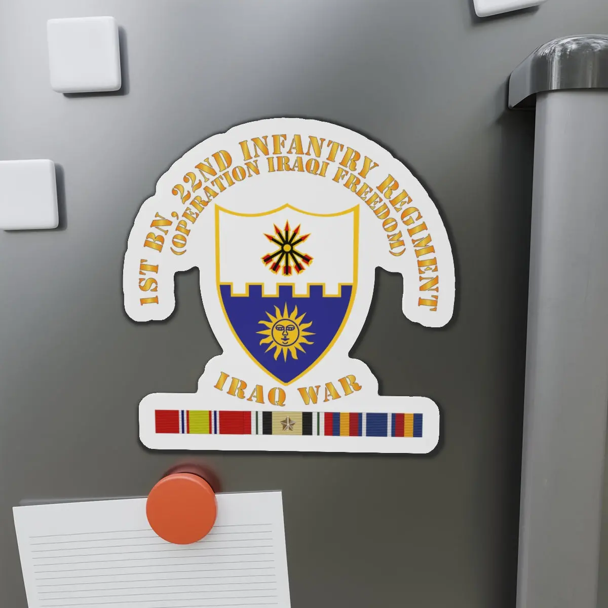 Die-Cut Magnets - Army - 1St Bn 22Nd Infantry - Oif1 - W Iraq Svc 2