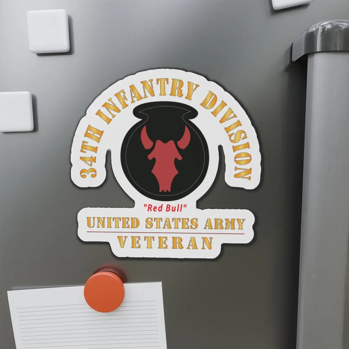 Die-Cut Magnets - Army - Ssi - 34Th Infantry Division - Red Bull - Us Army Veteran X 300 1