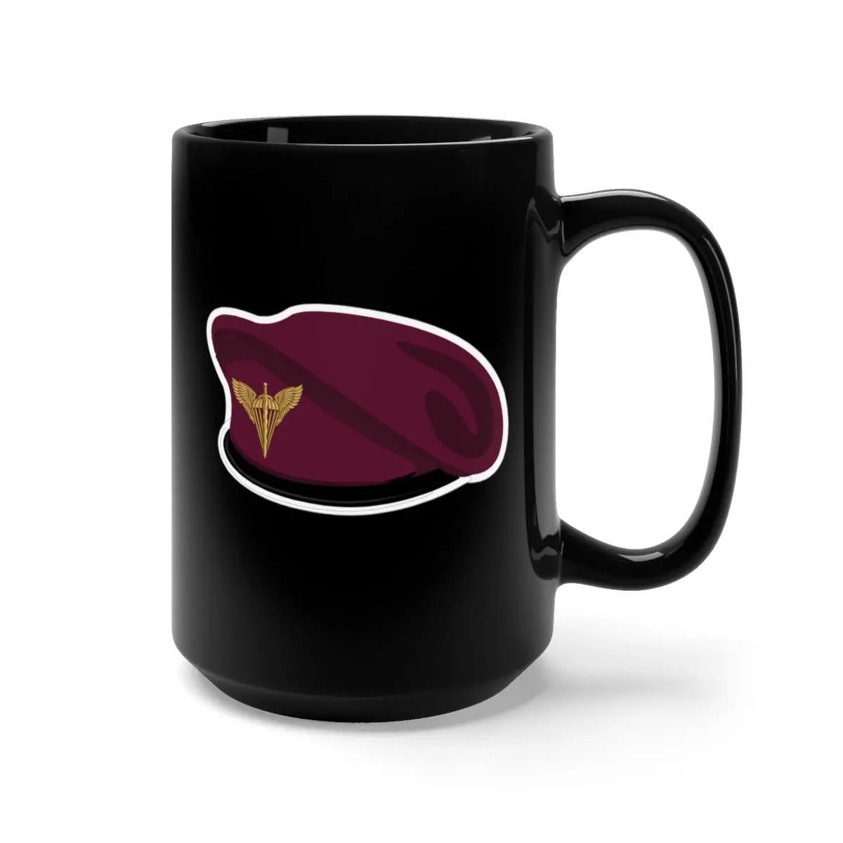 Black Mug 15Oz - Ukraine - Ukraine Air Assault Forces - Maroon Beret W Badge X 300 1