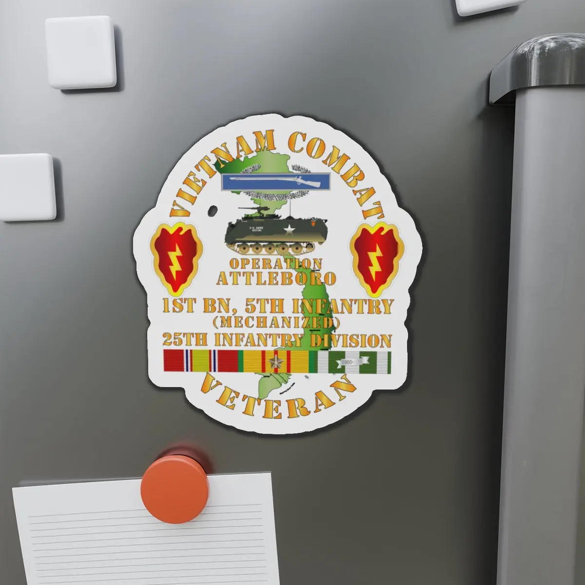 Die-Cut Magnets - Army - Vietnam Combat Vet W 1St Bn 5Th Inf - 25Th Inf Div - Operation Attleboro W Vn Svc 1