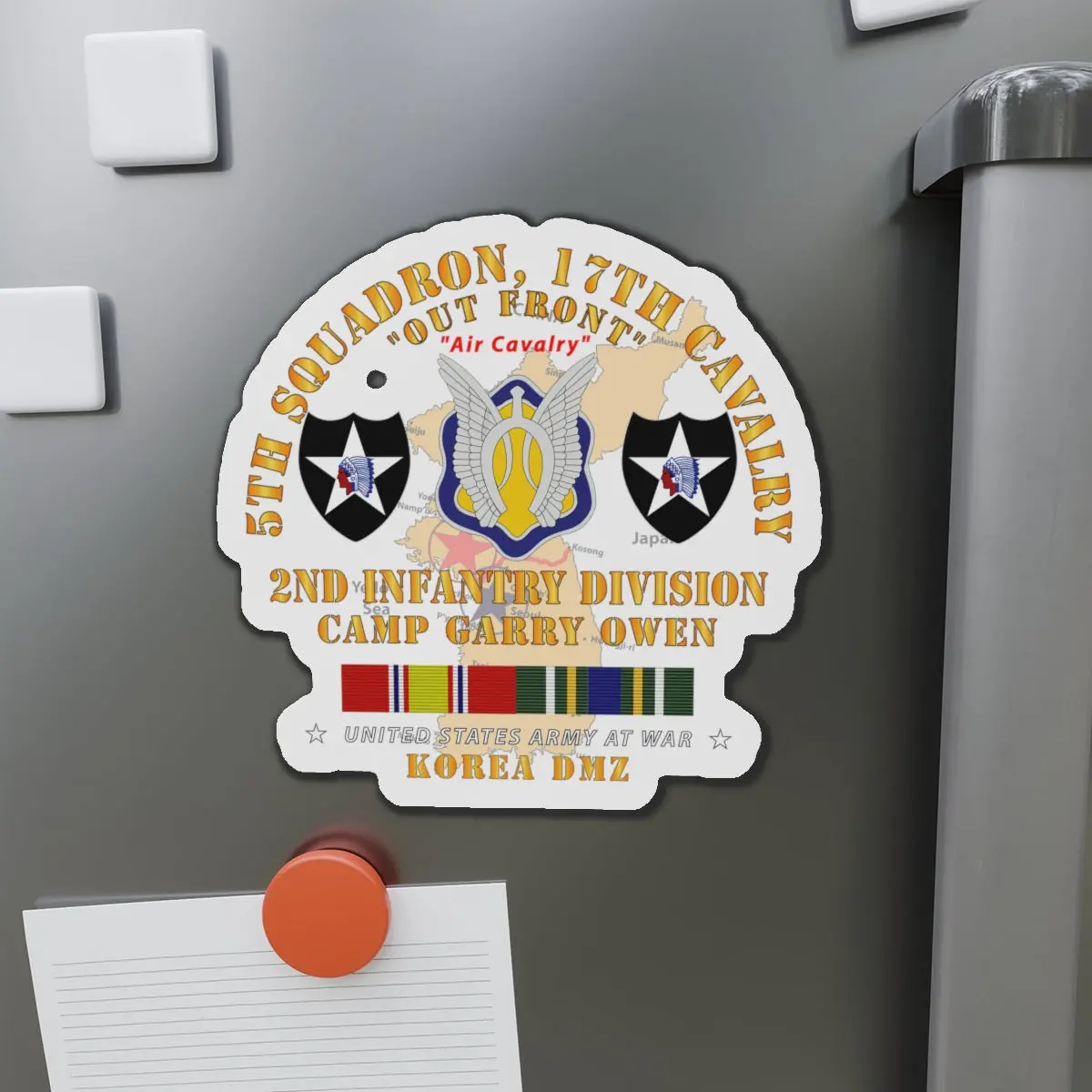 Die-Cut Magnets - Army - 5Th Squadron, 17Th Cavalry - Camp Gary Owen - 2Nd Id W Map W Korea Svc 1