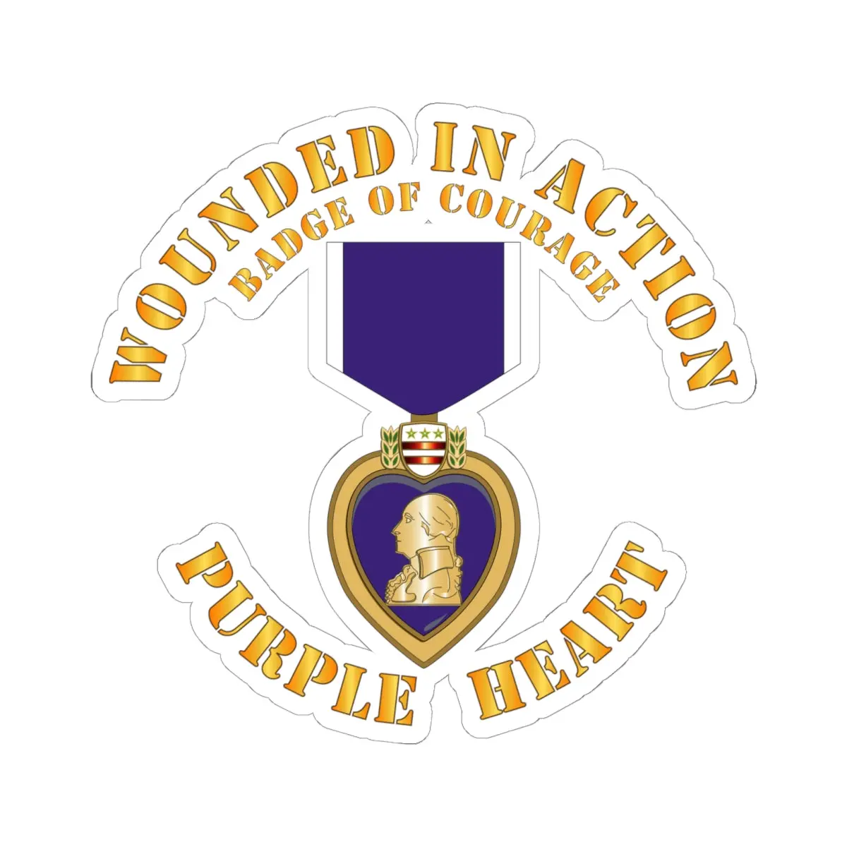 Kiss-Cut Stickers - Wounded In Action - Purple Heart - Badge Of Courage X 300 1