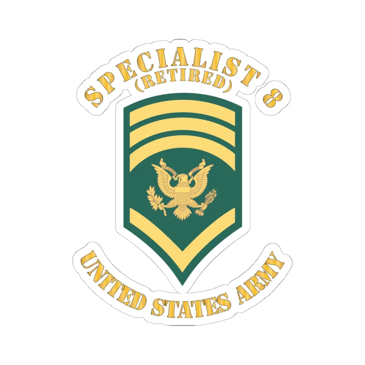 Kiss-Cut Stickers - Enlisted - Spec 8 - Specialist 8  - Std - Retired X 300 1