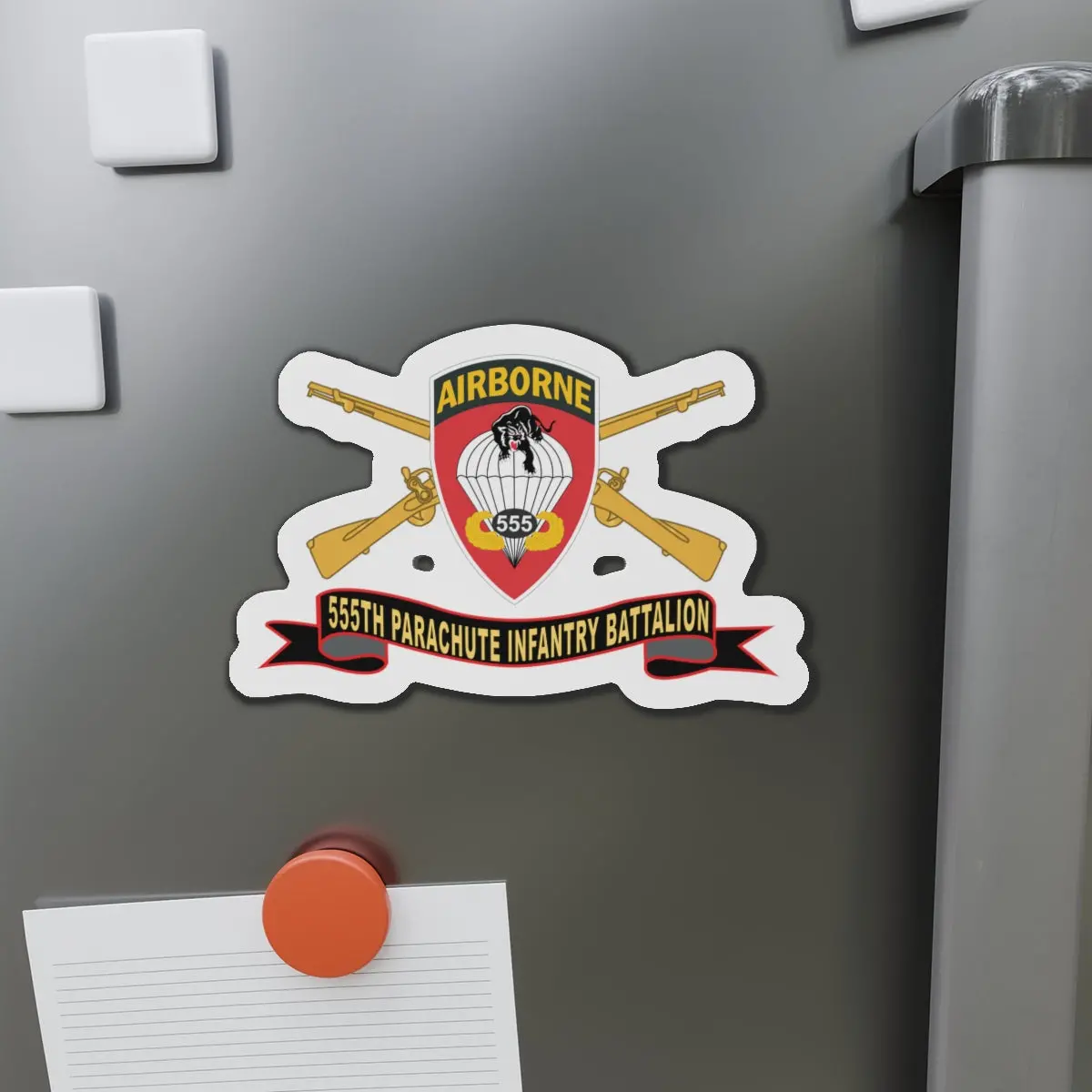Die-Cut Magnets - 555Th Parachute Infantry Battalion - Ssi - Black - Red W Br - Ribbon X 300 1