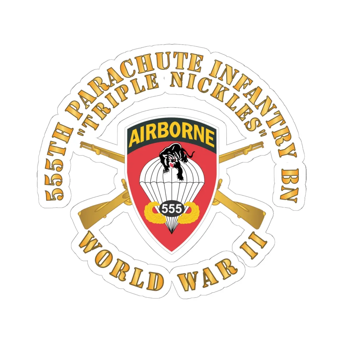 Kiss-Cut Stickers - Army - 555Th Infantry Parachute Bn Ssi - Triple Nickles - Wwii W Br X 300 1