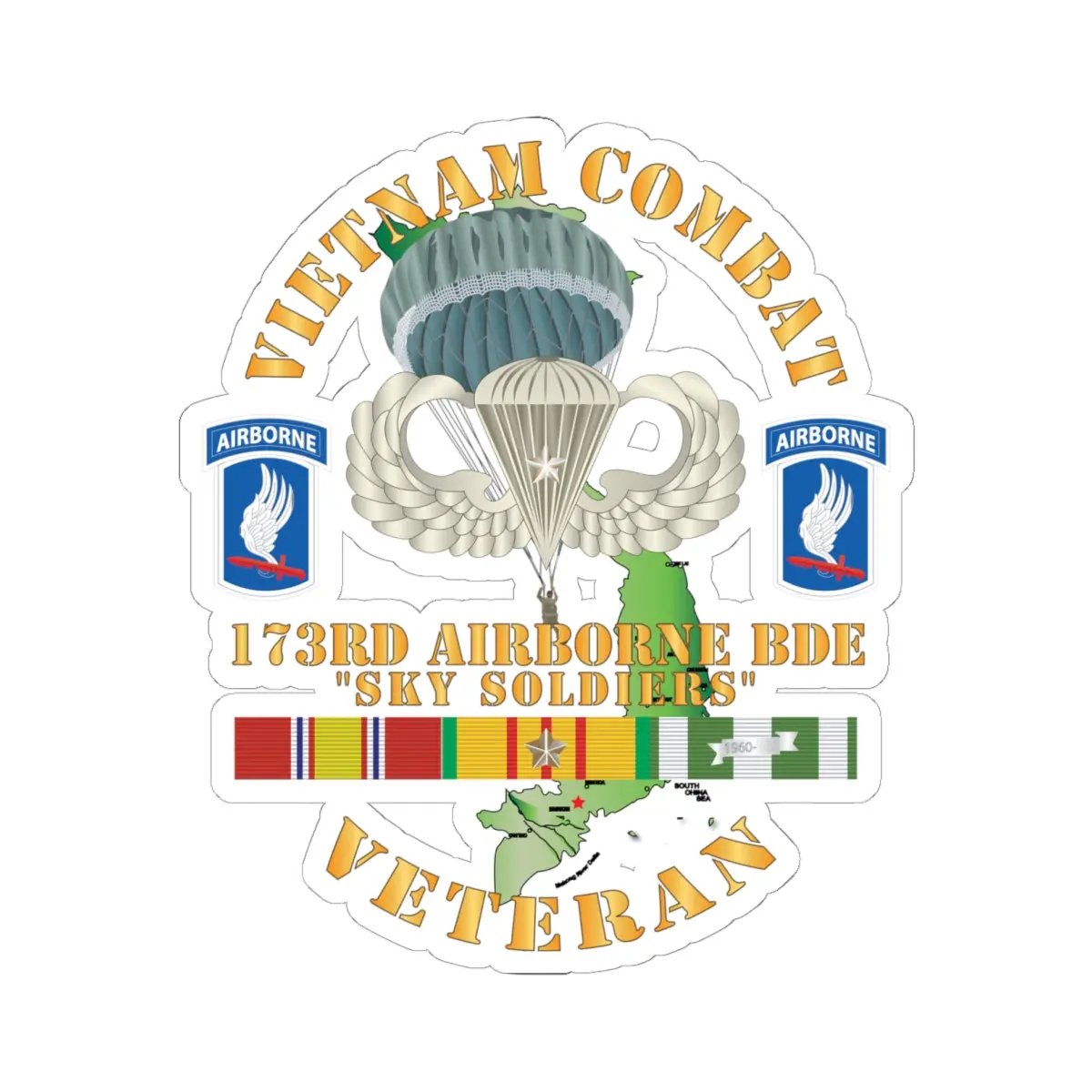 Kiss-Cut Stickers - Army - Vietnam Combat Infantry Veteran W 173Rd Airborne Bde Ssi X 300 1