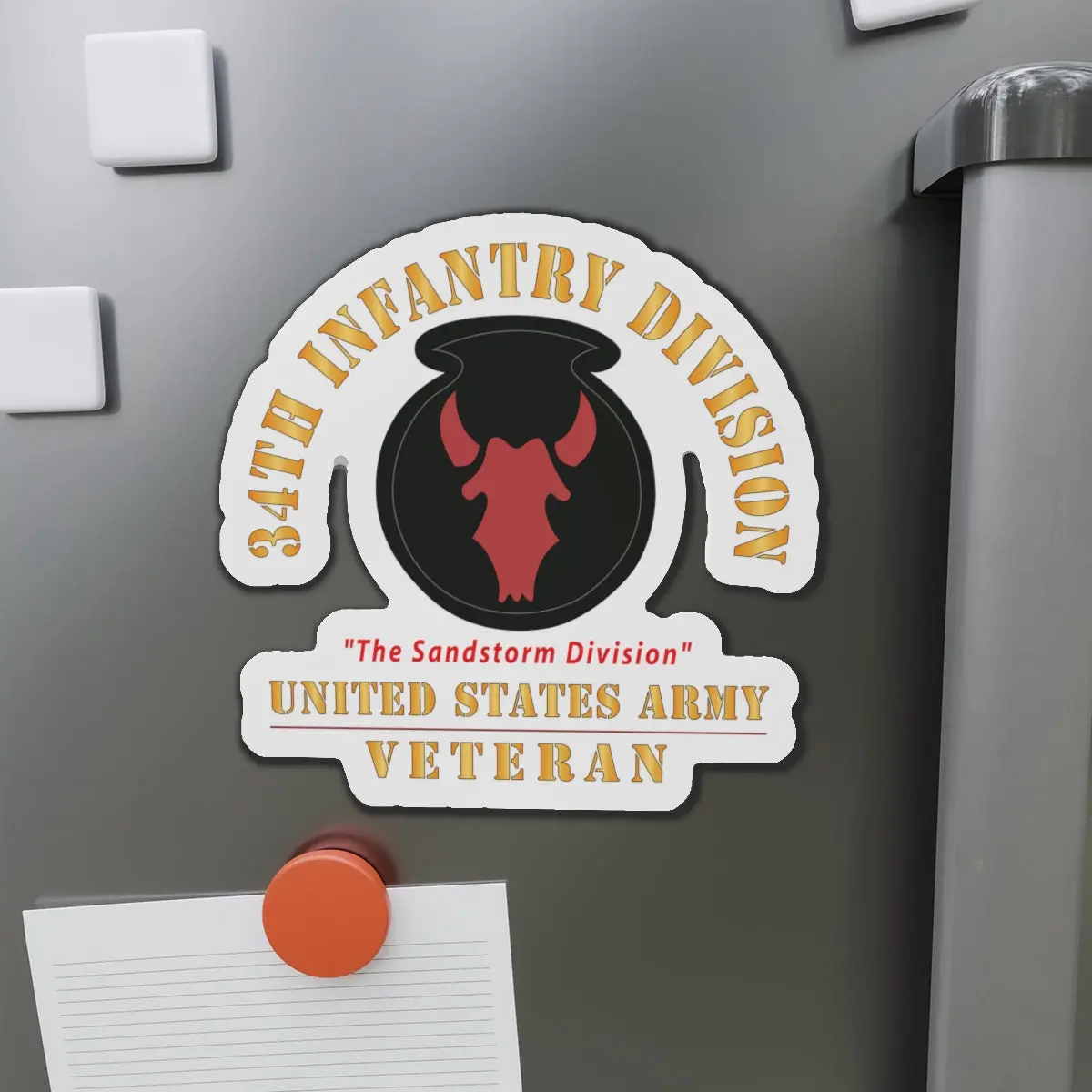 Die-Cut Magnets - Army - Ssi - 34Th Infantry Division - The Sandstorm Division - Us Army Veteran X 300 1