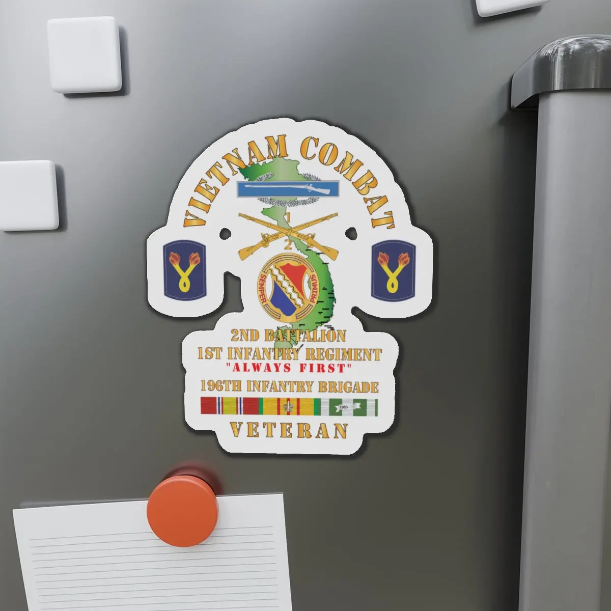 Die-Cut Magnets - Army - Vietnam Combat Veteran W 2Nd Bn 1St Inf Regt - Always First W Dui - Cib - 196Th Inf Bde X 300 1
