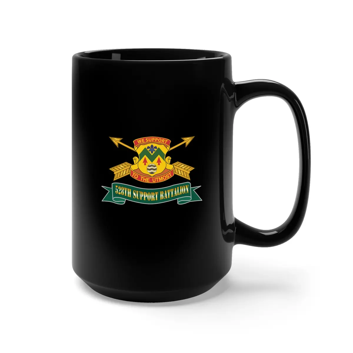 Black Mug 15Oz - Army - 528Th Support Battalion W Sf Br - Ribbon X 300 2