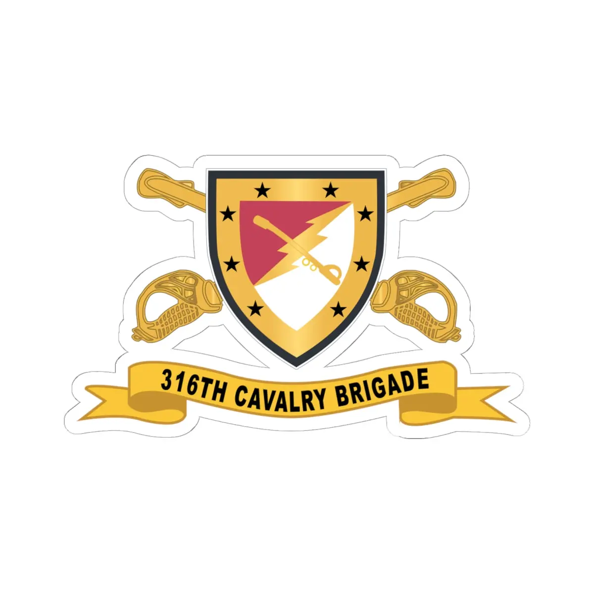 Kiss-Cut Stickers - Army  - 316Th Cavalry Brigade - Ssi W Br - Ribbon 1