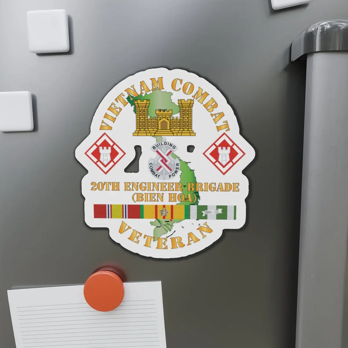 Die-Cut Magnets -Ssi - Army - Vietnam Combat Veteran W 20Th Engineer Brigade  Ssi - Bien Hoa X 300 1